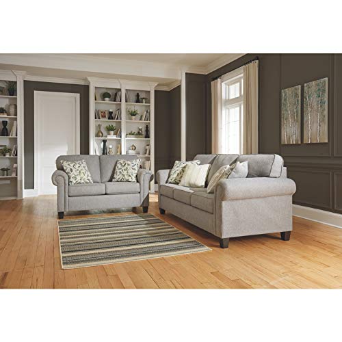 Signature Design by Ashley Alandari Traditional Loveseat with 2 Accent Pillows, Gray