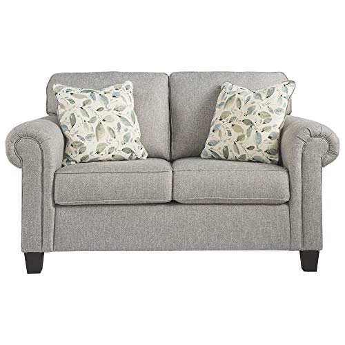 Signature Design by Ashley Alandari Traditional Loveseat with 2 Accent Pillows, Gray