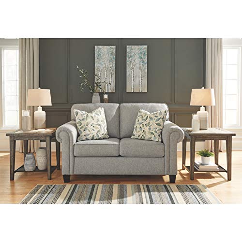 Signature Design by Ashley Alandari Traditional Loveseat with 2 Accent Pillows, Gray