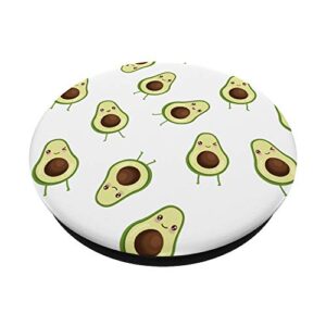 Cute Kawaii Smiling Avocado Fruit Pattern - White PopSockets PopGrip: Swappable Grip for Phones & Tablets