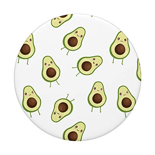 Cute Kawaii Smiling Avocado Fruit Pattern - White PopSockets PopGrip: Swappable Grip for Phones & Tablets