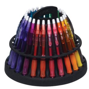 bic gel-ocity retractable gel pen, medium point (0.7mm), assorted colors, comfortable, contoured grip, 25-count