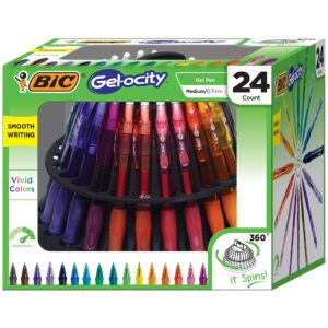 BIC Gel-ocity Retractable Gel Pen, Medium Point (0.7mm), Assorted Colors, Comfortable, Contoured Grip, 25-Count