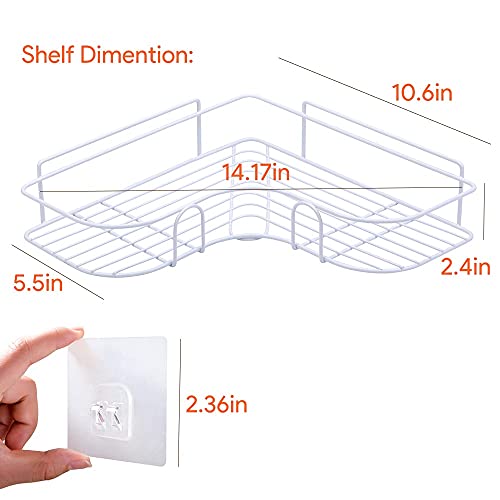 LAIGOO Adhesive Shower Caddy Corner Shelf, Metal Bathroom Shelf Wall Mounted Shower Shelf, Non-Drilling Floating Shelves for Shower Organizer/Bathroom Organizer/Kitchen (2 Pack, White)