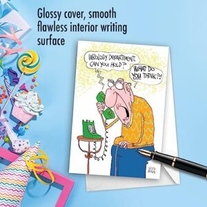 NobleWorks - 1 Happy Birthday Card with Funny Cartoons - Mature Humor Notecard with Envelope, Celebrate Birthdays - Urology Department C7262BDG