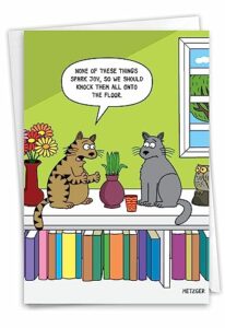 nobleworks - 1 funny animal card for birthdays - pet cat and dog humor, birthday notecard with envelope - cat spark joy c7297bdg