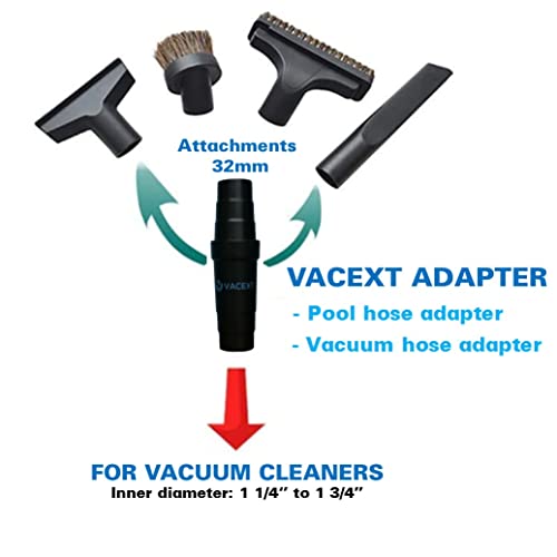 Vacuum Attachment Adapter Kit- Vacuum Hose Adapter - Pool Supply 1-1/4" or 1-1/2" Hose Connector - Hose Reducer Adapter - Reducer from 35mm/38mm/42mm to 32mm - from 1 3/8 inch to 1 1/4 inch