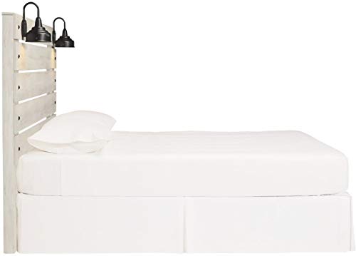 Signature Design by Ashley Cambeck Farmhouse Panel Headboard ONLY with USB Charging Stations, King, Whitewash
