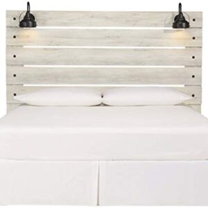 Signature Design by Ashley Cambeck Farmhouse Panel Headboard ONLY with USB Charging Stations, King, Whitewash