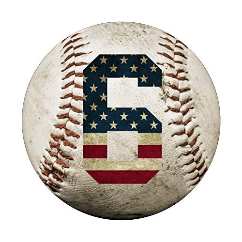 Baseball number 6 with American USA flag phone stand PopSockets PopGrip: Swappable Grip for Phones & Tablets