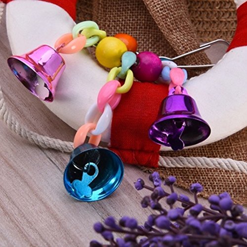 Shuohu Bird Chewing Toy,Pet Bird Bell String Chain Parrot Bite Hanging Cage Decoration Random Color