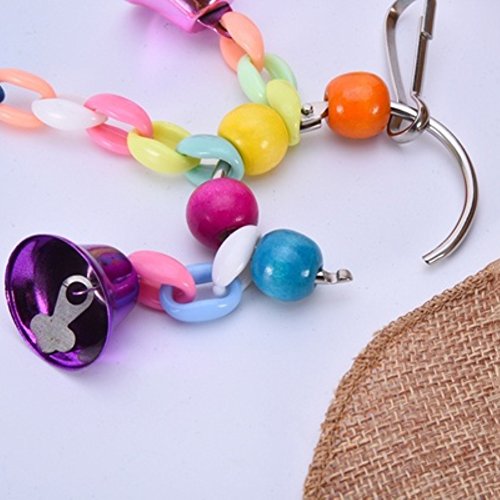 Shuohu Bird Chewing Toy,Pet Bird Bell String Chain Parrot Bite Hanging Cage Decoration Random Color