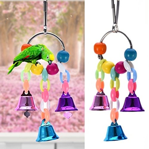 Shuohu Bird Chewing Toy,Pet Bird Bell String Chain Parrot Bite Hanging Cage Decoration Random Color