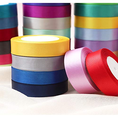 Solid Color Satin Ribbon, Kissbuty 1/2 Inch 25 Yards Gift Wrapping Ribbons Single-Sided Fabric Ribbon Embellish Ribbon Silk Ribbon Roll for Bows Crafts Gifts Party Wedding (White)