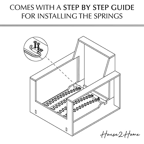 House2Home 27" Couch Spring Repair Kit to Fix Sofa Support for Sagging Cushions - Includes 4pk of Springs, Upholstery Spring Clips, Seat Spring Stay Wire, Screws, and Installation Instructions