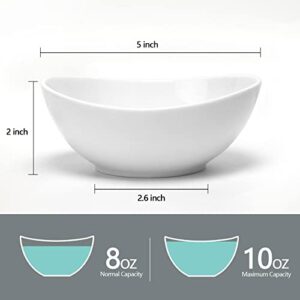 amhomel Ceramic Bowls, 10 Ounce for Dessert, Ice Cream and Condiments, Small Bowls for Side Dishes, Small Soup Bowls, Chip Resistant, Dishwasher and Microwave Safe, Set of 6(White, 5 Inch)