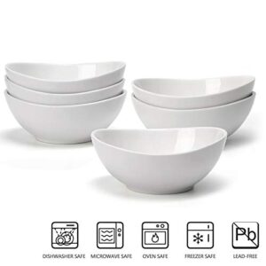 amhomel Ceramic Bowls, 10 Ounce for Dessert, Ice Cream and Condiments, Small Bowls for Side Dishes, Small Soup Bowls, Chip Resistant, Dishwasher and Microwave Safe, Set of 6(White, 5 Inch)