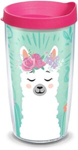 tervis llama flora made in usa double walled insulated tumbler travel cup keeps drinks cold & hot, 16oz, clear