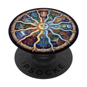 zodiac astrology wheel star sign symbol astrology birth grip popsockets popgrip: swappable grip for phones & tablets popsockets standard popgrip
