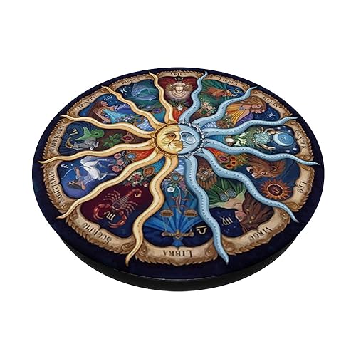 Zodiac Astrology Wheel Star Sign Symbol Astrology Birth Grip PopSockets PopGrip: Swappable Grip for Phones & Tablets PopSockets Standard PopGrip