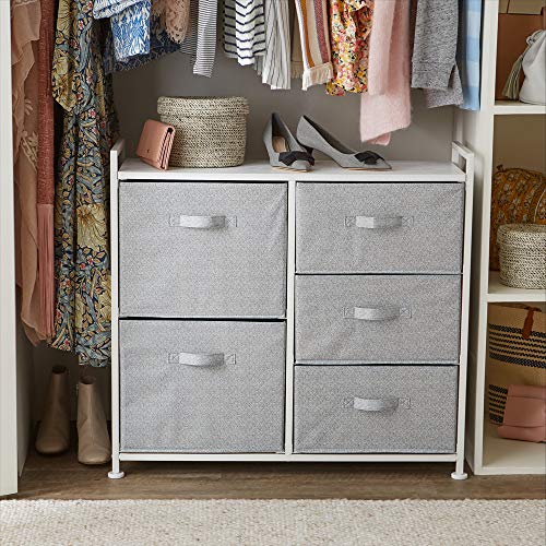Amazon Basics Fabric 5-Drawer Storage Organizer Unit for Closet, White