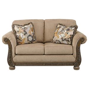 signature design by ashley westerwood new traditional loveseat with 2 accent pillows, brown