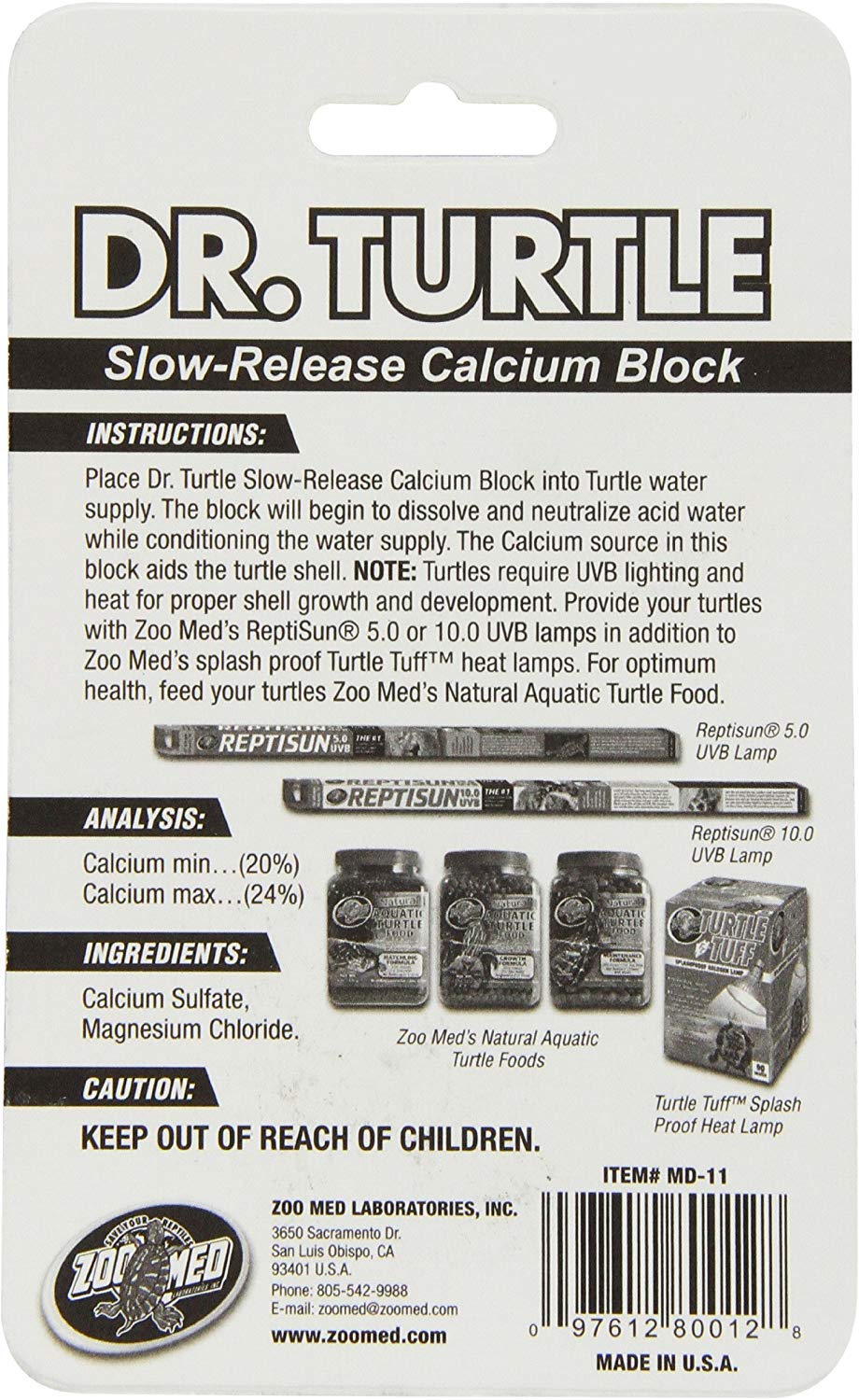 Zoo Med Dr. Turtle Slow Release Calcium Block Treats up to 15 Gallons (.5 oz) - Pack of 12