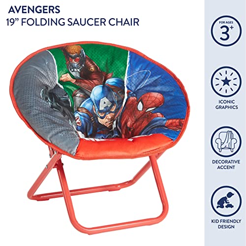 Avengers Toddler 19” Folding Saucer Chair with Cushion, Metal, Ages 3+