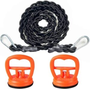 braided elastic cord travel clothesline travel bungee cord laundry clothesline (with 2 strong suction cups) - secures to wall or tile with extra large suction cups | secures to tree or on a pole