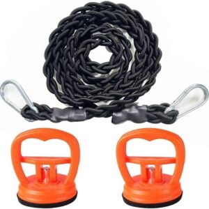 Braided Elastic Cord Travel Clothesline Travel Bungee Cord Laundry Clothesline (with 2 Strong Suction Cups) - Secures to Wall or Tile with Extra Large Suction Cups | Secures to Tree or on a Pole