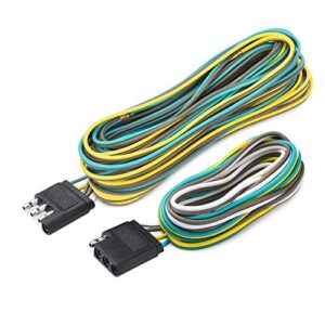 mictuning trailer wiring harness extension kit - 4 pin 25 feet male and 6 feet female connector, 18 awg color coded 4-way flat wires for under or over 80 inches wide trailers