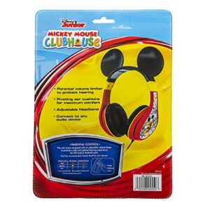 eKids Mickey Mouse Headphones For Kids, Adjustable Over the Ear Headphones, 3.5mm Jack Wired Headphones with Parental Volume Control, for Fans of Mickey Mouse Gifts