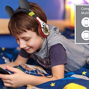 eKids Mickey Mouse Headphones For Kids, Adjustable Over the Ear Headphones, 3.5mm Jack Wired Headphones with Parental Volume Control, for Fans of Mickey Mouse Gifts