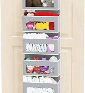 Simple Houseware Over Door/Wall Mount 6 Clear Window Pocket Organizer, Gray