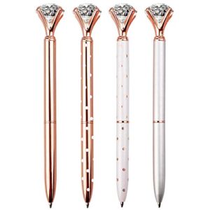 longkey diamond pens large crystal diamond ballpoint pen bling metal ballpoint pen office and school (4pack)