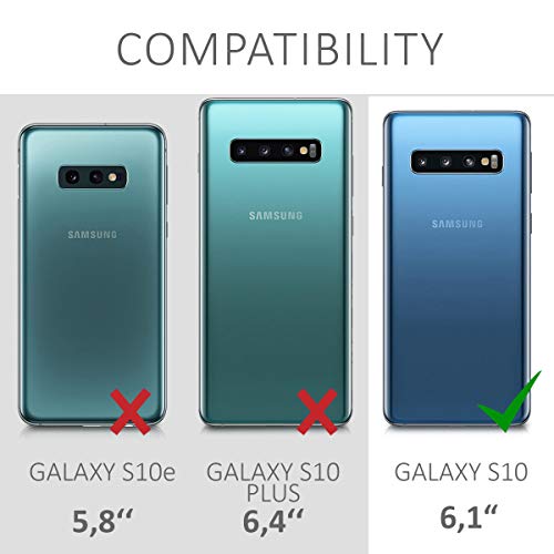 kwmobile Crossbody Case Compatible with Samsung Galaxy S10 Case Strap - Tropical Leaves Light Blue/Dark Blue/Transparent