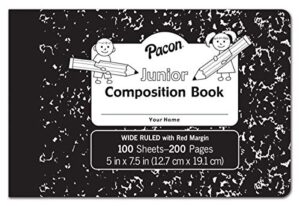 pacon junior composition book, 3/8" ruled 5" x 7-1/2", 100 white sheets , 6 count