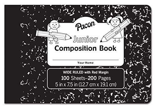 Pacon Junior Composition Book, 3/8" Ruled 5" x 7-1/2", 100 White Sheets , 6 Count