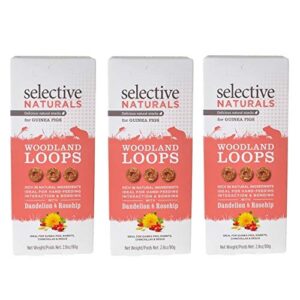 supreme petfoods 3 pack of selective naturals woodland loops guinea pig treats, 2.8 ounces each, with dandelion and rosehip