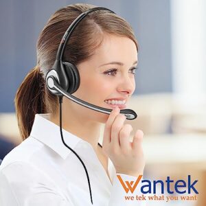 Wantek Phone Headset with Microphone Noise Cancelling, Telephone Headsets 2.5mm Jack Work for Panasonic AT&T ML17929 Vtech RCA Cisco Uniden Polycom Grandstream Home Office Cordless Phones(F600J25P)