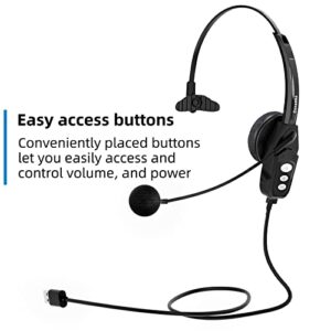 Conambo Bluetooth Headset V5.0, Wireless Headset with Noise Cancelling Microphone, 16Hrs HD Talktime, On Ear Bluetooth Headphone for Cell Phone Trucker Engineers Business Home Office