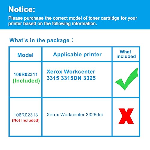 LCL Compatible Toner Cartridge Replacement for Xerox 106R02311 106R02309 5000 Pages 3315 3325 3315DN (1-Pack Black)