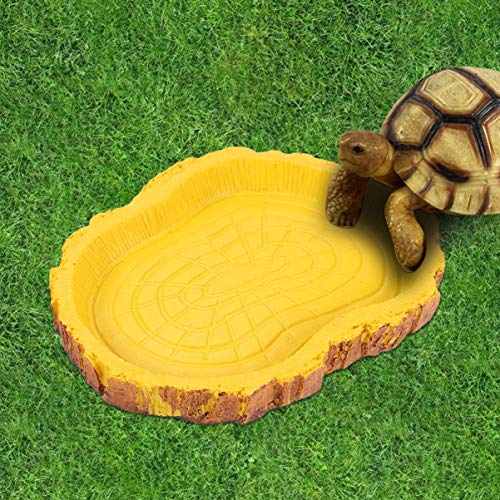 POPETPOP Water and Food Dish for Reptiles-Resin Simulated Bowl for Snake,Tortoise,Lizard,Frogs Reptile Water Dish