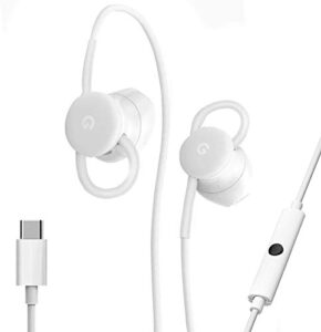 google usb-c wired digital earbud headset for pixel phones - white