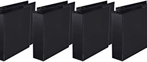 Amazon Basics 3 Inch, 3 Ring Binder, Round Ring, Customizable View Binder, Black, 12-Pack