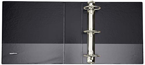 Amazon Basics 3 Inch, 3 Ring Binder, Round Ring, Customizable View Binder, Black, 12-Pack