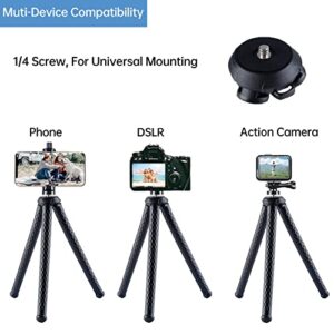 Fugetek Flexible Phone Camera Tripod Stand Holder, with Bluetooth Remote, Compact, Adjustable Legs, Durable Design, Waterproof, GoPro, iPhone XR/XS Max, XS/X, Android Samsung Galaxy, (Black)