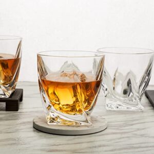 LANFULA Crystal Whiskey Glasses, Old Fashioned Cocktail Glass for Bourbon Scotch Whisky Vodka Drinking, Large Rocks Tumblers Set of 4