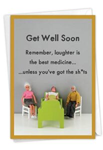 nobleworks - funny get well greeting card - hilarious feel better notecard with envelope - best medicine c7317gwg