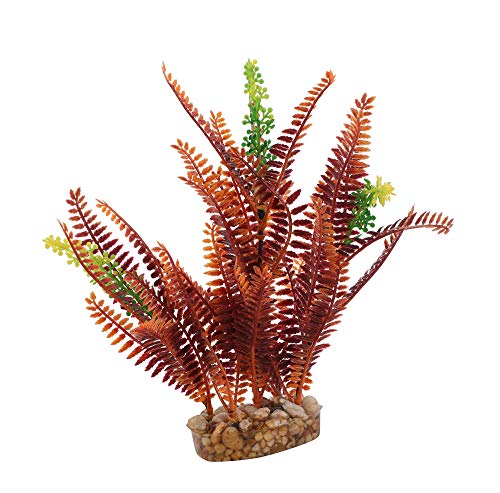 CNZ® 3 Pcs Assorted Lifelike Aquarium Plastic Plant Decoration with Gravel Base, 8-inch